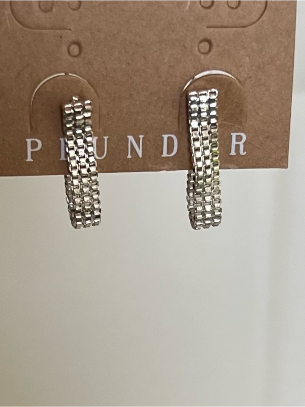 Plunder Silver Braided Drop Stud Earrings